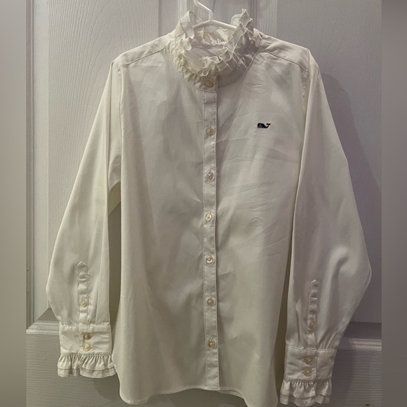 Girl’s Vineyard Vines White Long Sleeve Button Down Shirt Size 12 - Picture 1 of 5